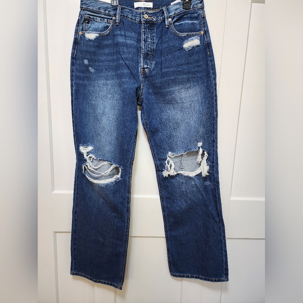 NWT Kancan By The Bucjle Wide Leg Distressed Blue Jeans